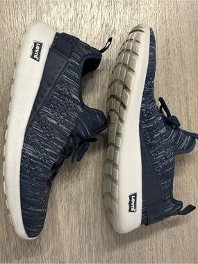 Levi's Men's Navy Knit Slip-On Sneakers with White Sole